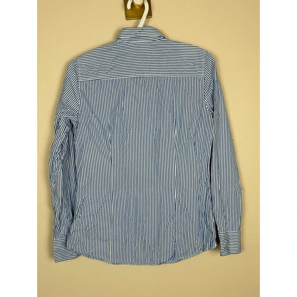 J.Crew Haberdashery Womens Blue White Striped Cotton Button‎ Down Shirt Size  S